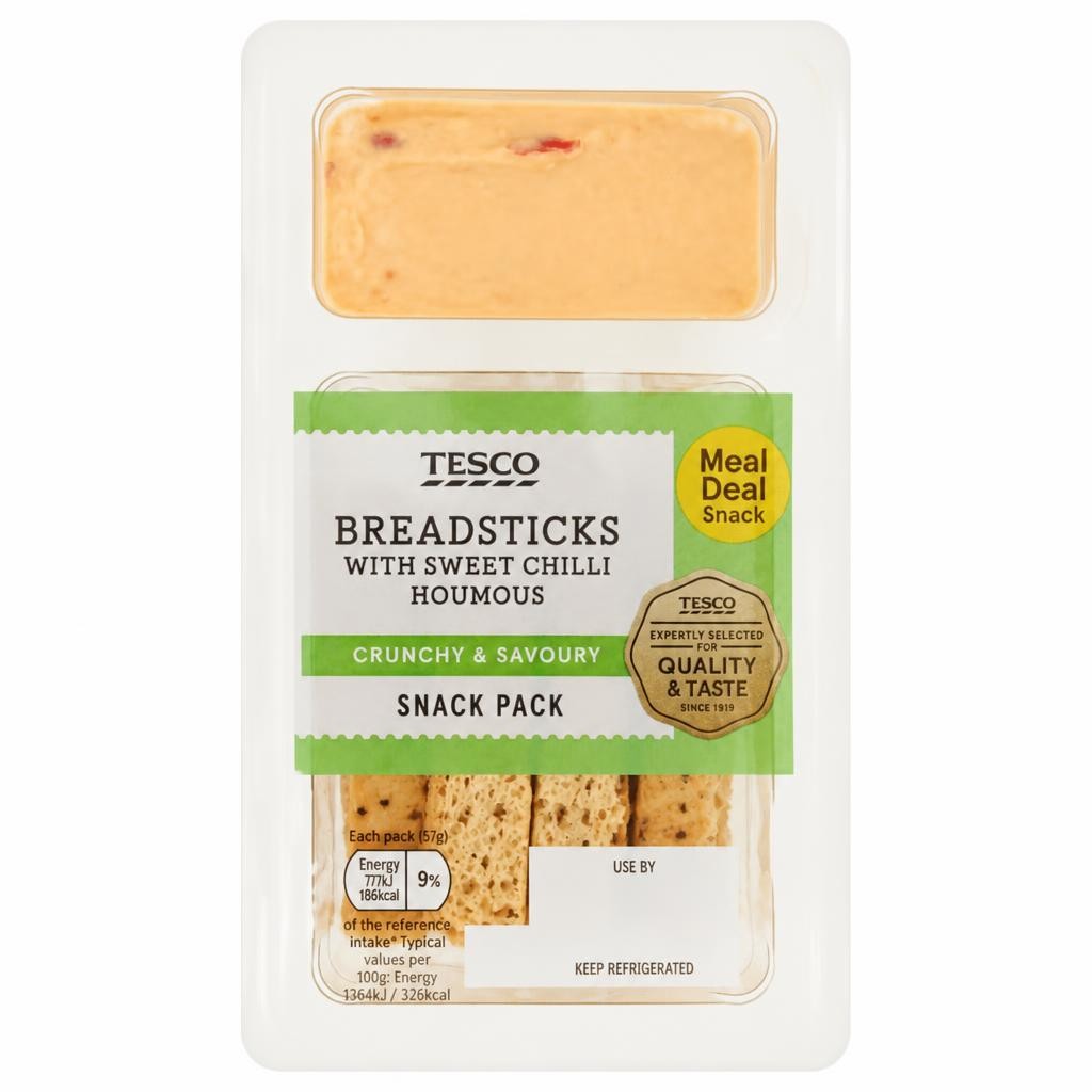 Tesco Sweet Chilli Houmous & Breadsticks 57G