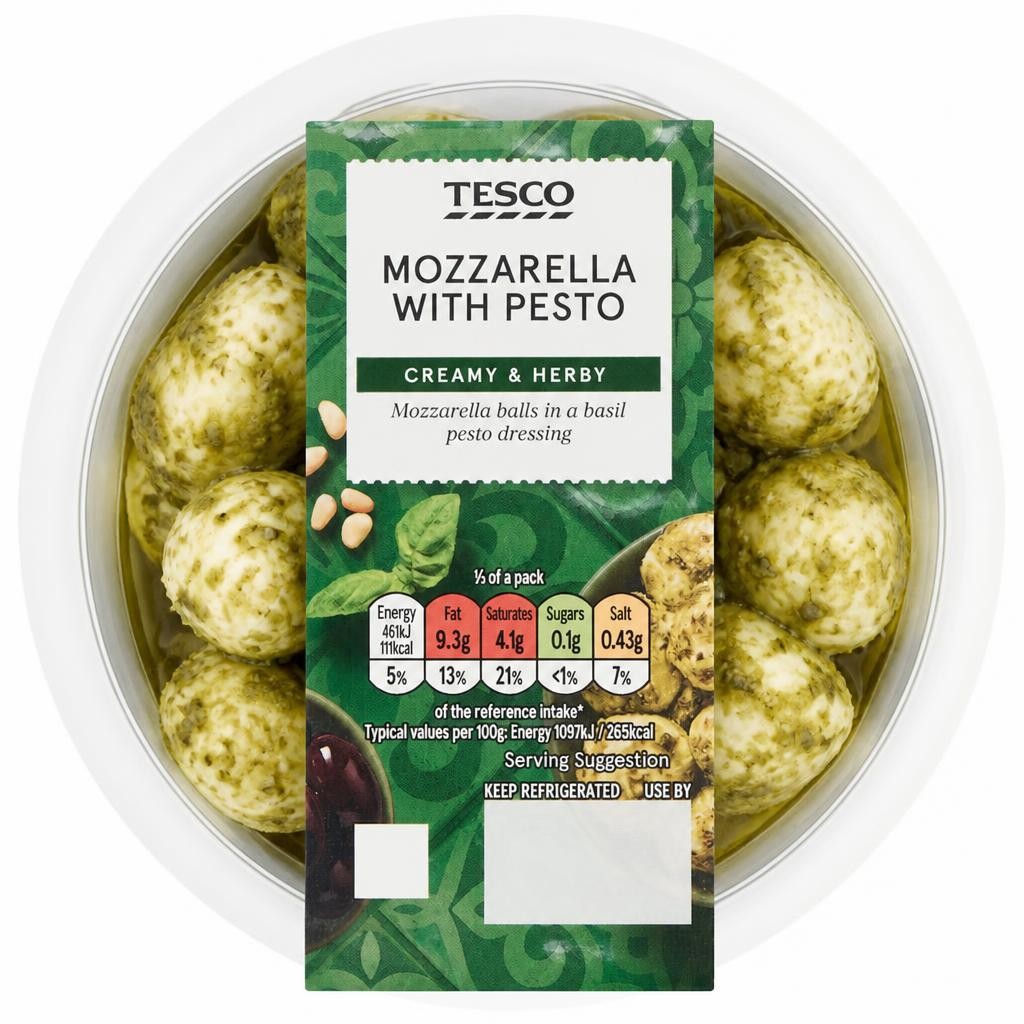 Tesco Mozzarella With Pesto 125G