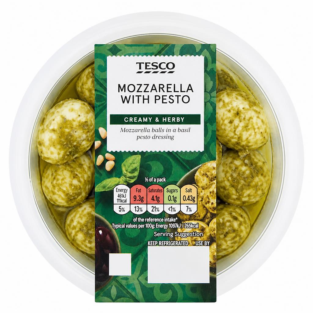 Tesco Mozzarella With Pesto 125G