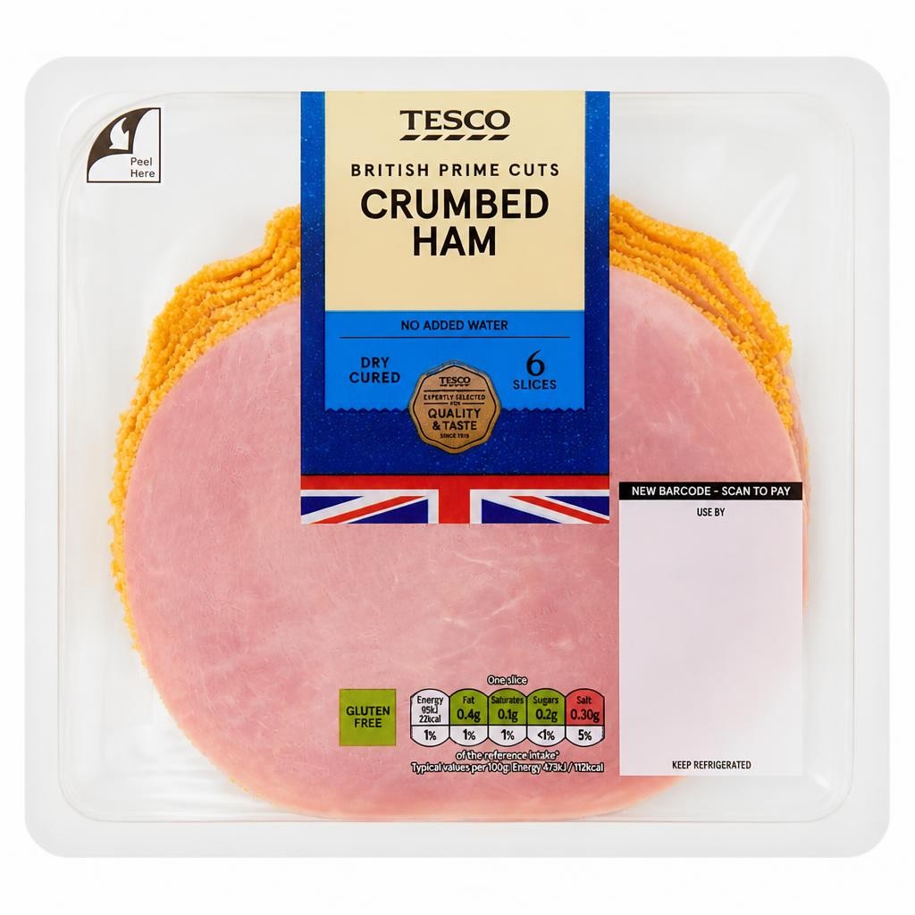 Tesco British Crumbed Ham Slices 120g