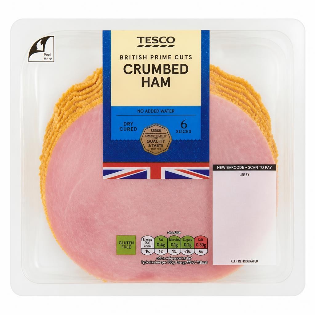 Tesco British Crumbed Ham Slices 120g