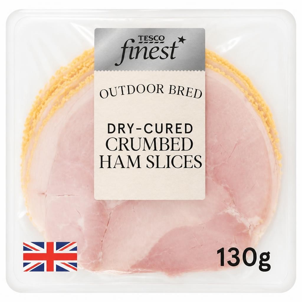 Tesco Finest Dry Cured Crumbed Ham Slices 130g