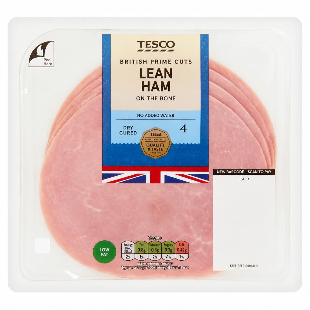 Tesco British Lean Ham on the Bone Slices 120g