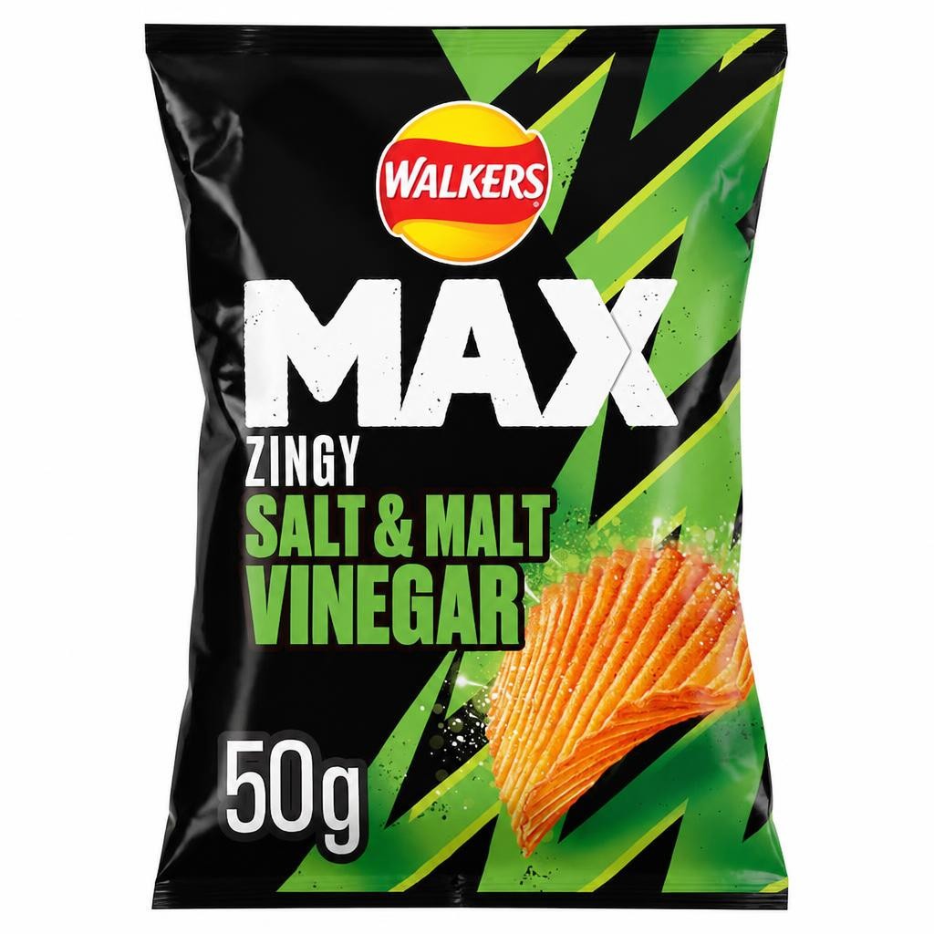 Walkers Max Salt & Malt Vinegar Crisps 60G