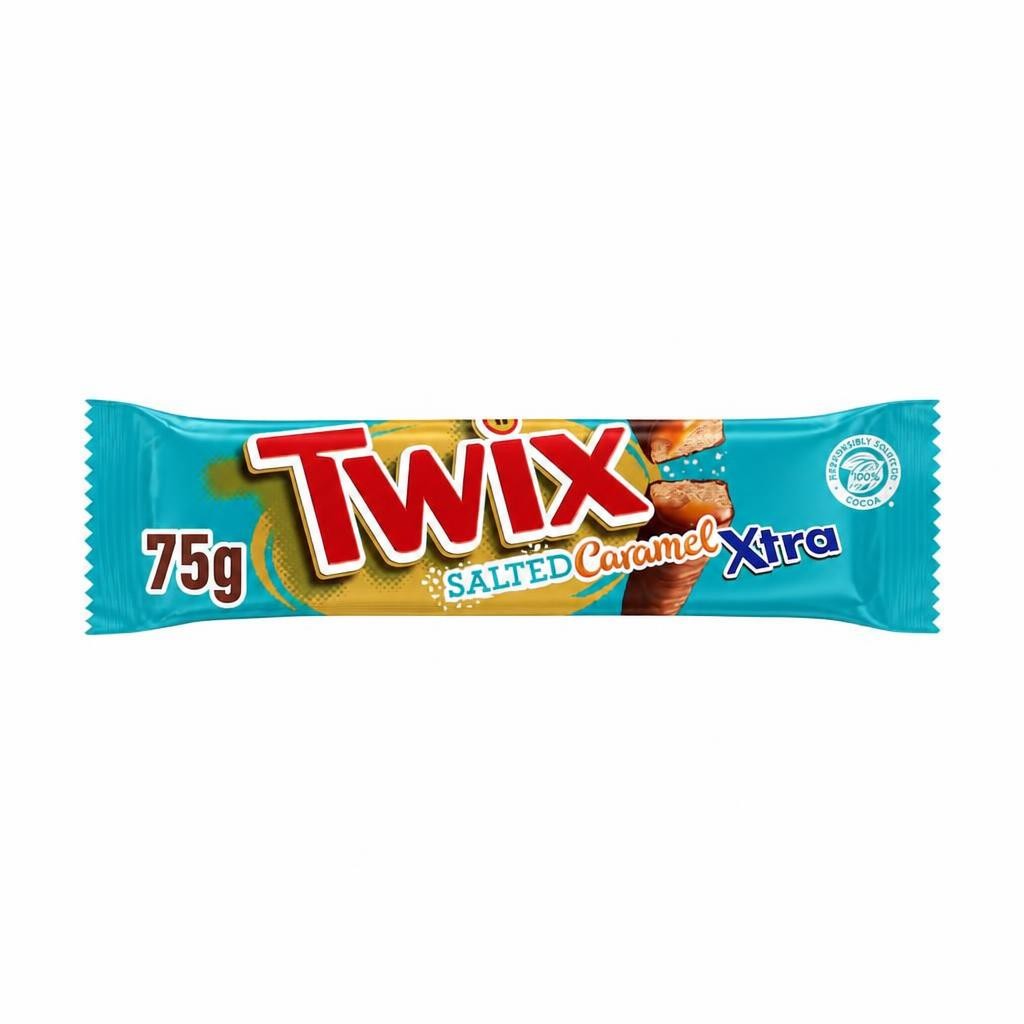 Twix Xtra Salted Caramel Milk Chocolate Biscuit Twin Bars 75g