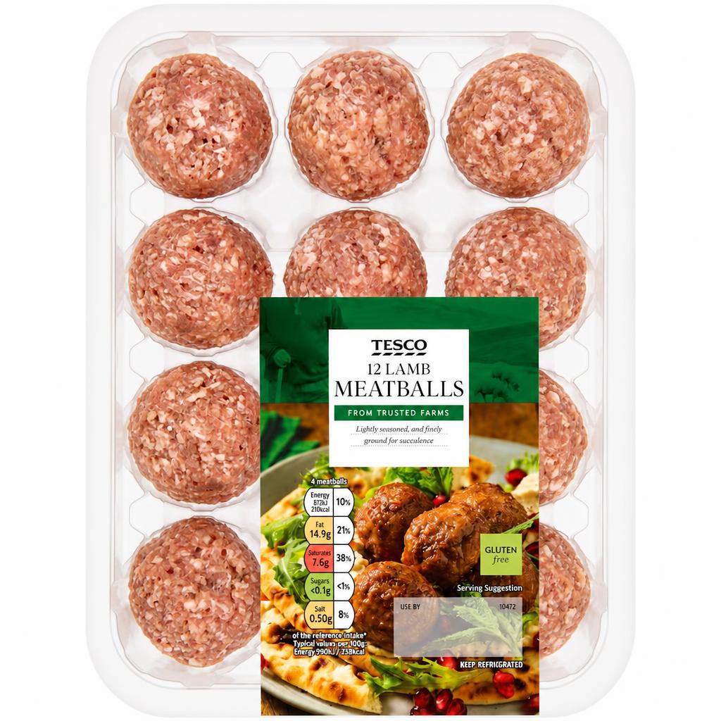 Tesco 12 Lamb Meatballs 336g