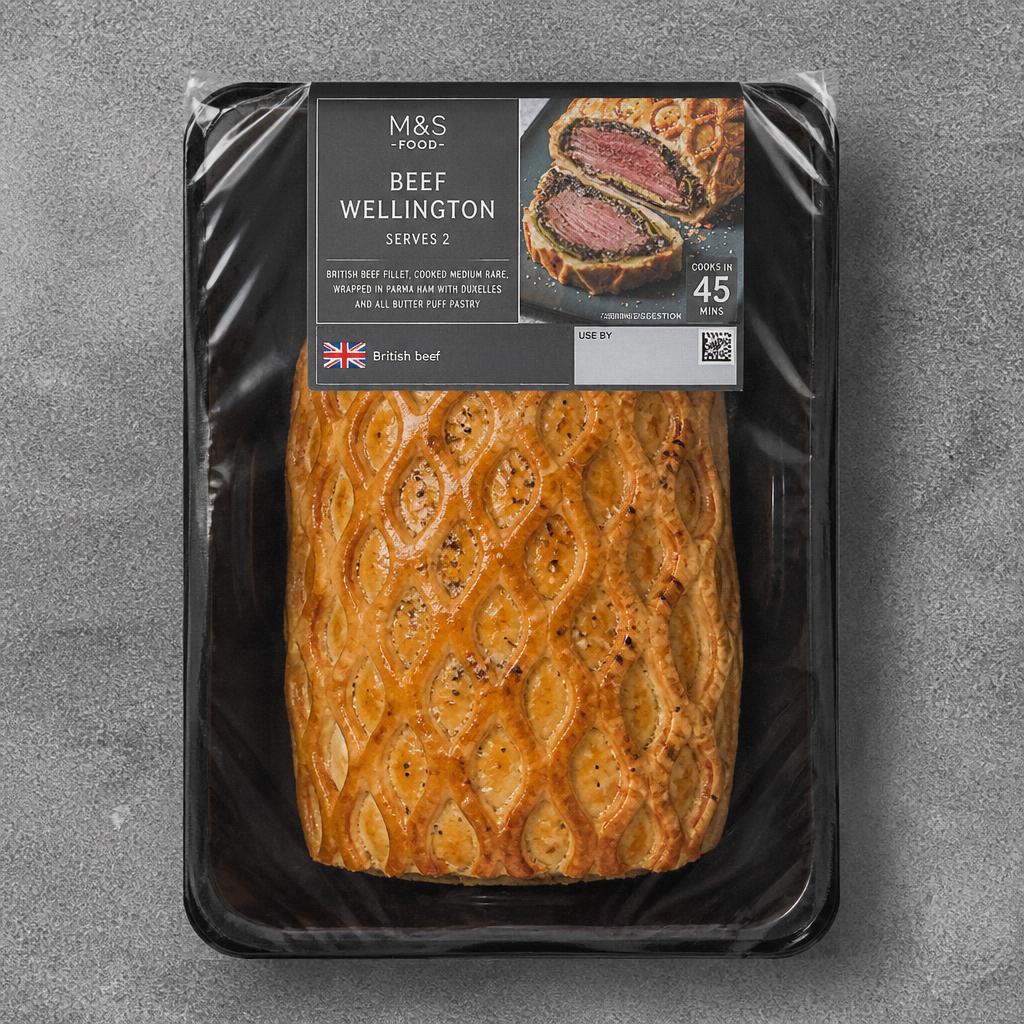 33. Tesco Finest Chef’s Collection Beef Wellington 1.18-1.406kg (Serves 4)