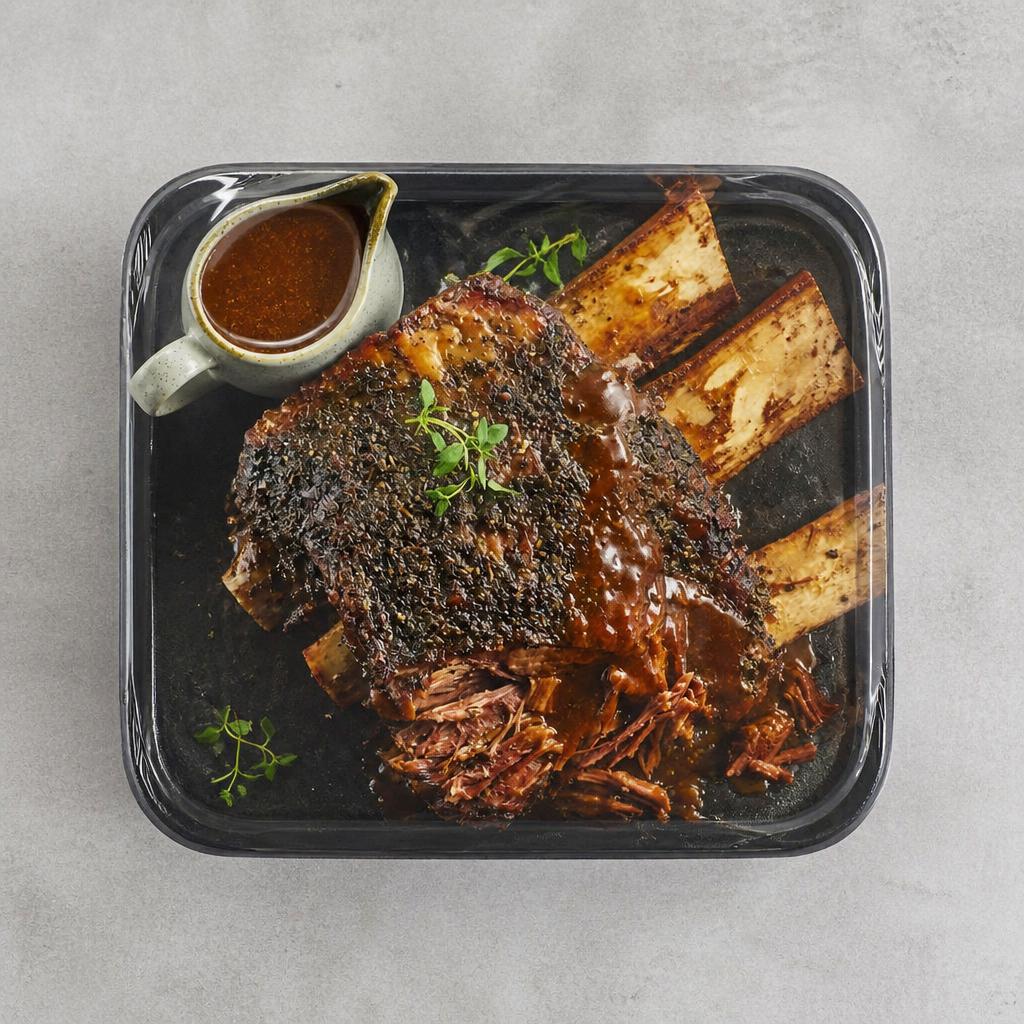 37. Tesco Finest Slow Cooked Beef Rib with a Red Wine & Roasted Garlic Gravy 1.584kg (Serves 6)