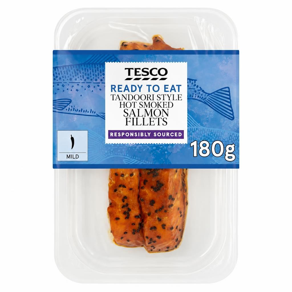 Tesco Ready to Eat Tandoori Style Hot Smoked Salmon Fillets 180g