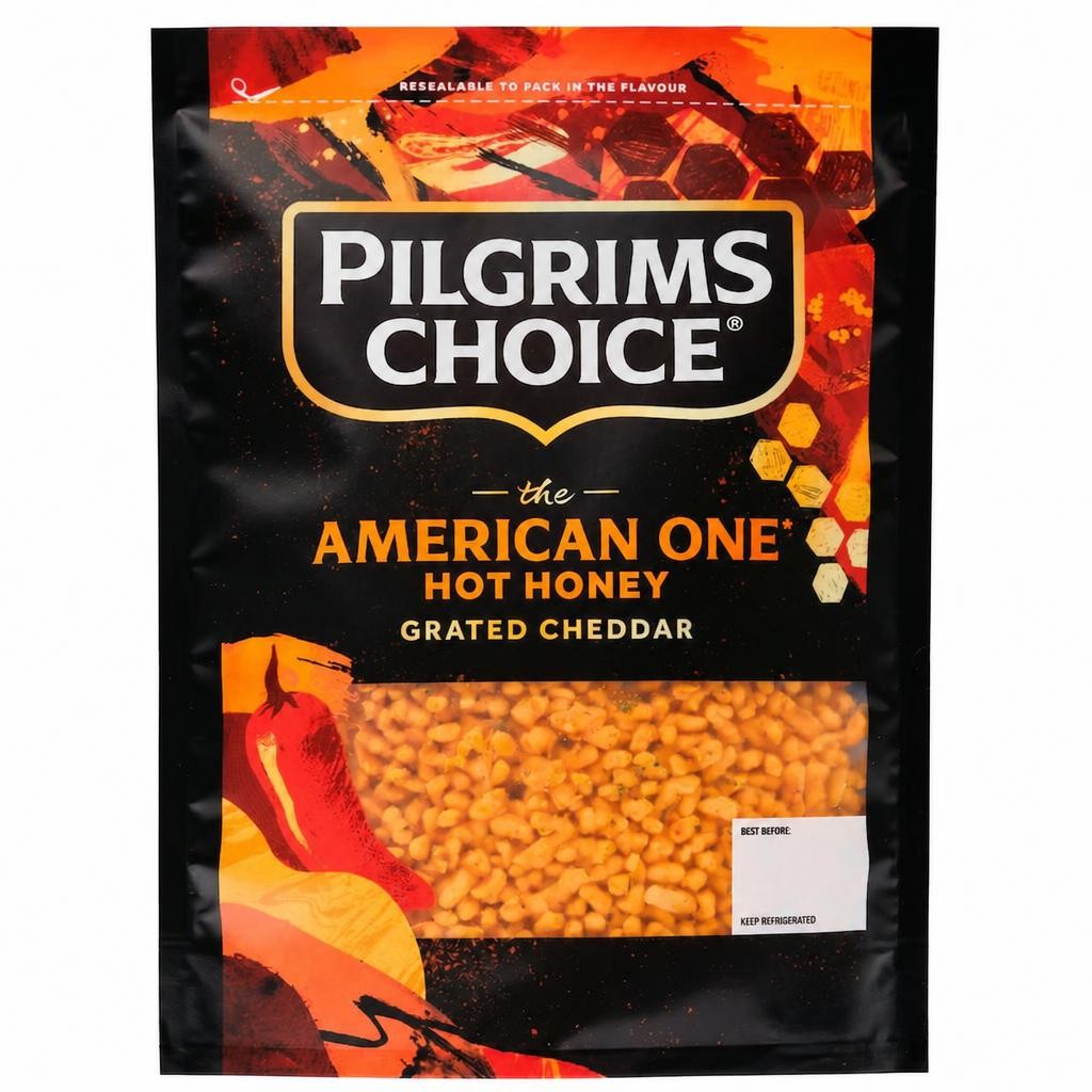 Pilgrims Choice The American One Hot Honey Grated Cheese 180g