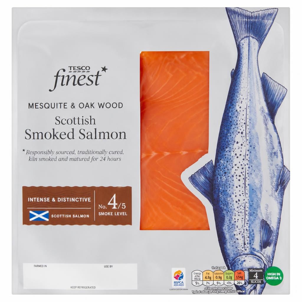 Tesco Finest Intense and Mesquite Scottish Smoked Salmon 100g