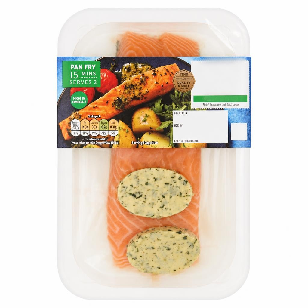 Tesco Pesto Salmon Fillets 230G