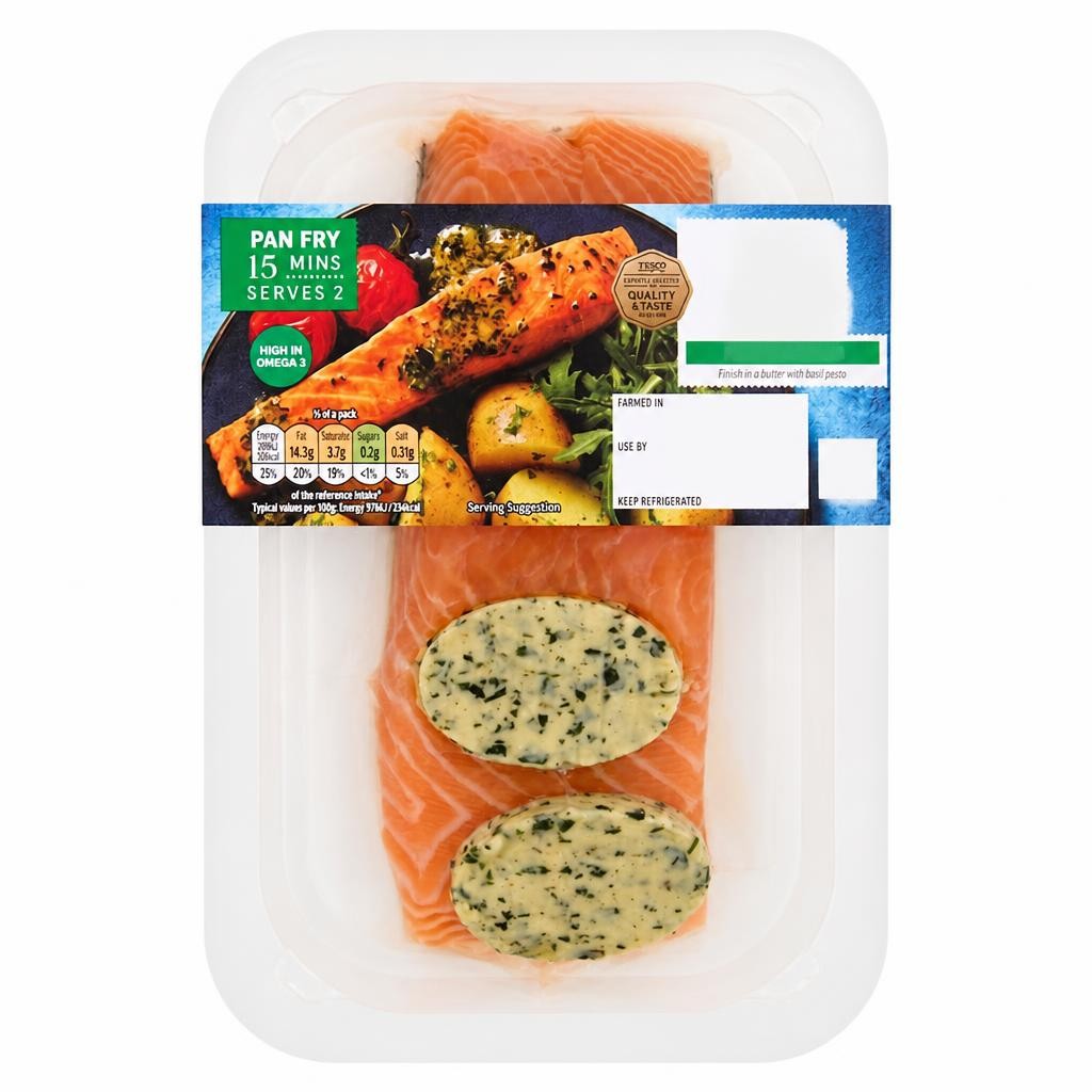 Tesco Pesto Salmon Fillets 230G