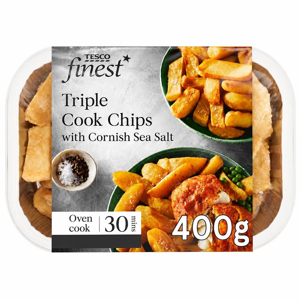 Tesco Finest Triple Cook Chips with Cornish Sea Salt 400g
