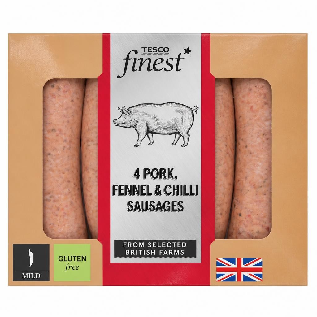 Tesco Finest 4 Pork, Fennel & Chilli Sausages 440g