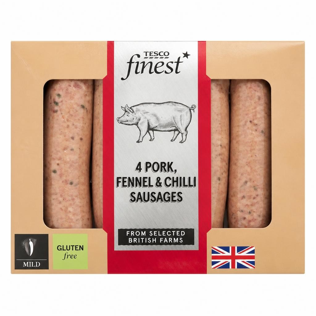 Tesco Finest 4 Pork, Fennel & Chilli Sausages 440g