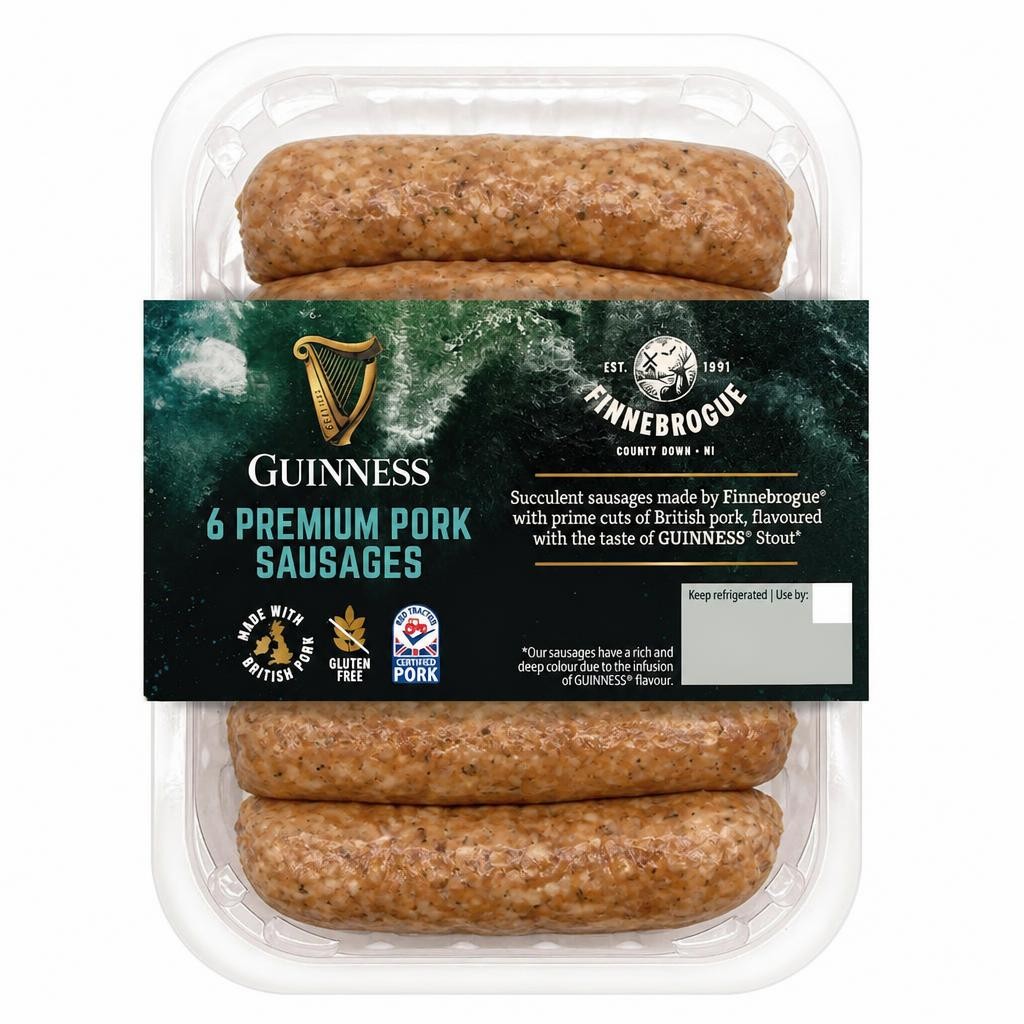 Finnebrogue Guinness 6 Premium Pork Sausages 400g