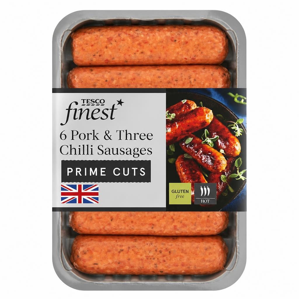 Tesco Finest Pork & Three Chilli Sausages 400g