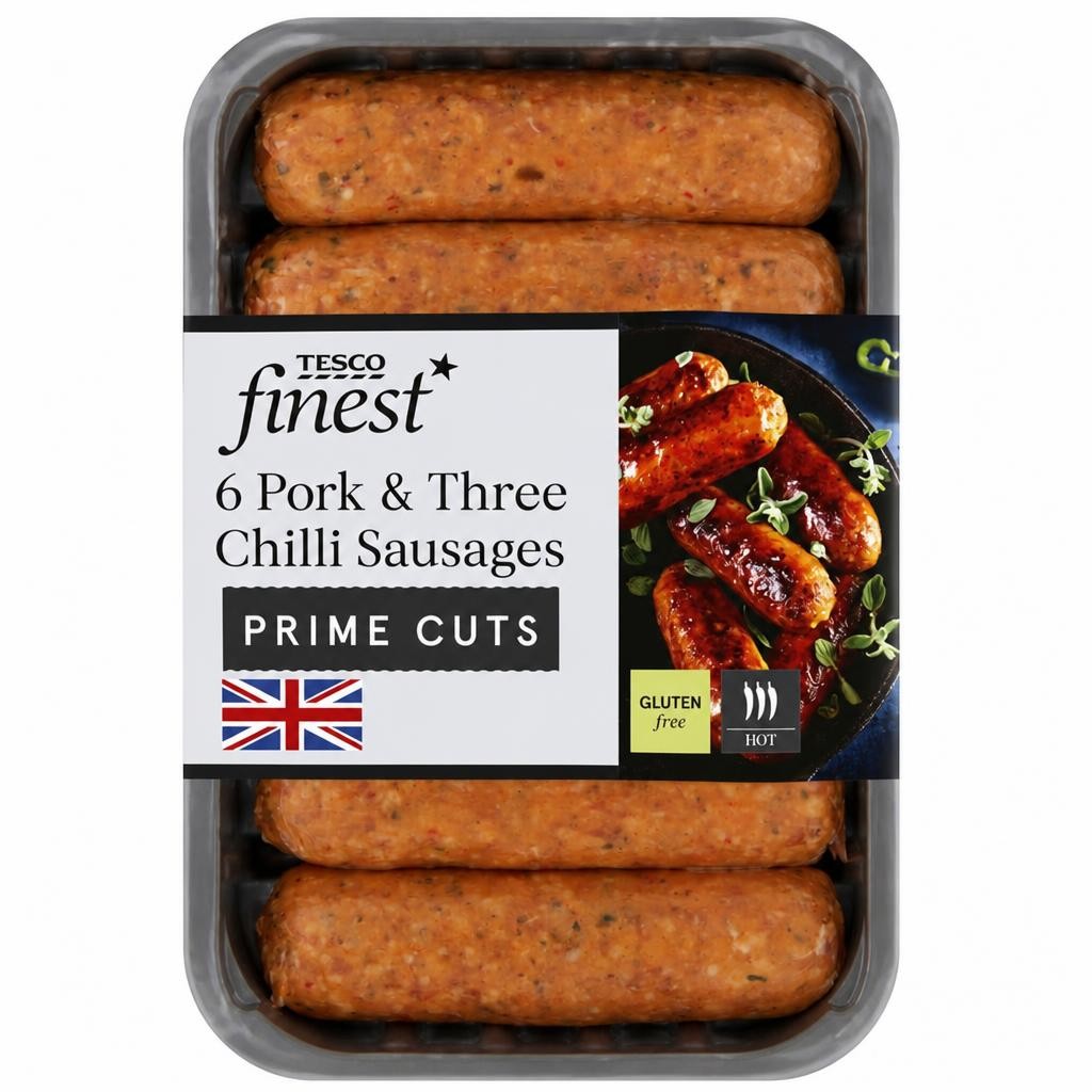 Tesco Finest Pork & Three Chilli Sausages 400g