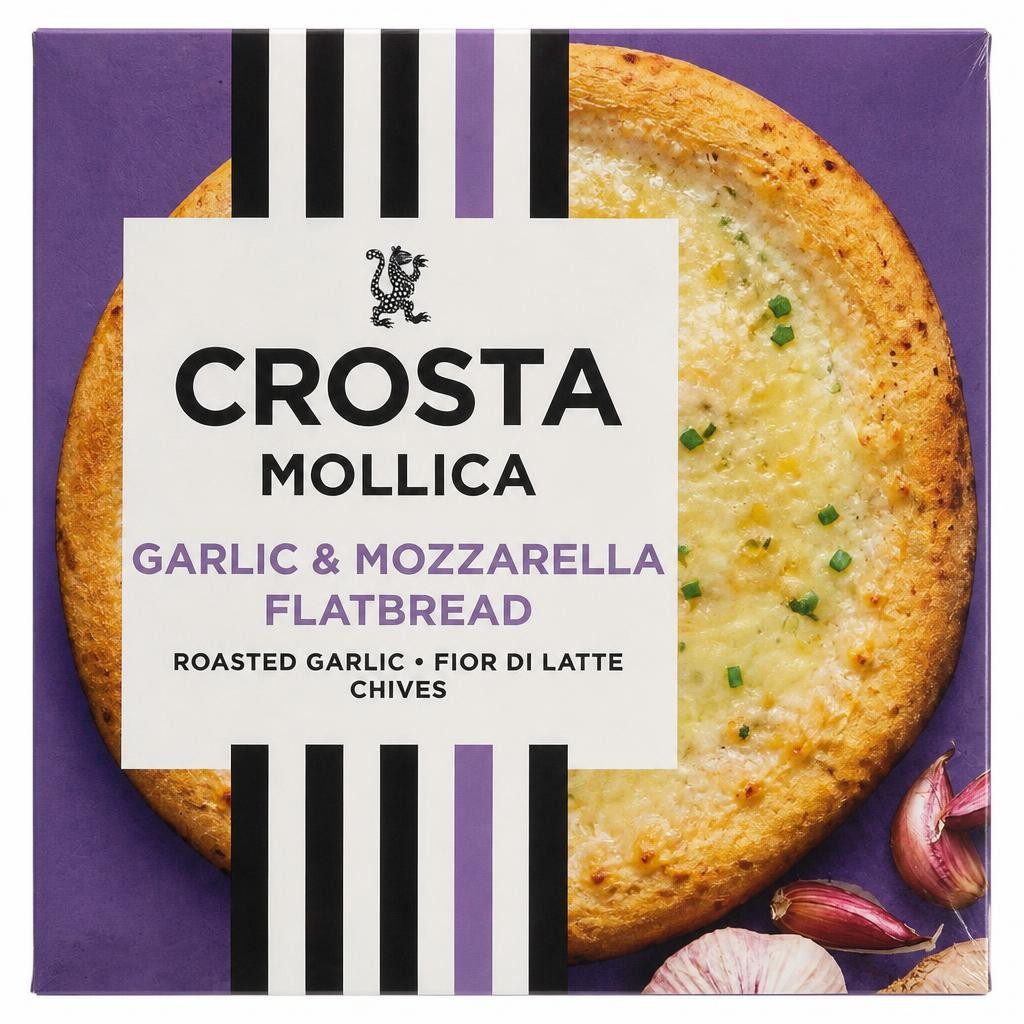Crosta & Mollica Stonebaked Flatbread - Roast Garlic & Mozzarella 229g