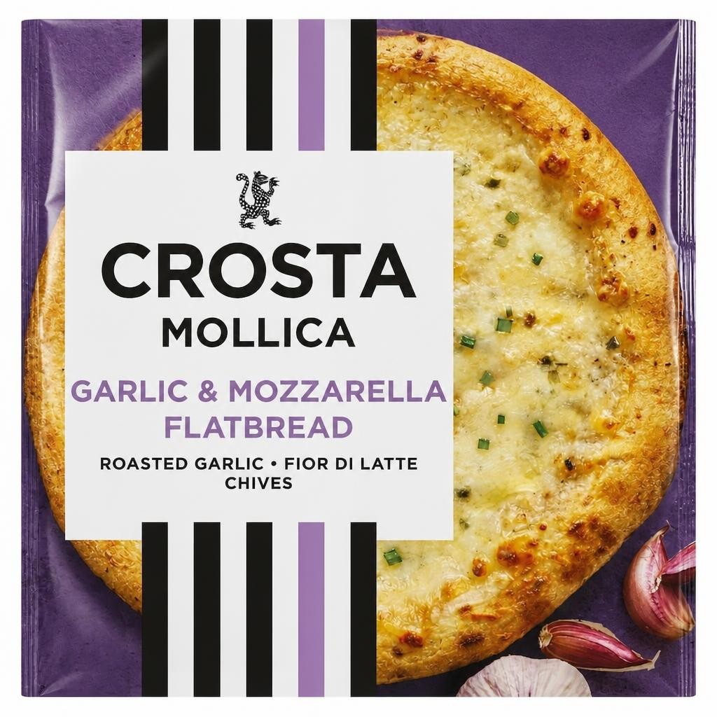 Crosta & Mollica Stonebaked Flatbread - Roast Garlic & Mozzarella 229g