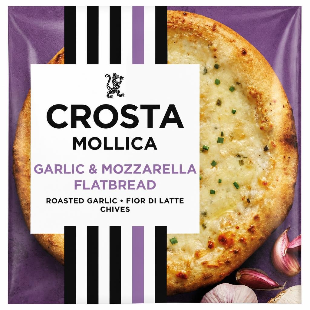 Crosta & Mollica Stonebaked Flatbread - Roast Garlic & Mozzarella 229g