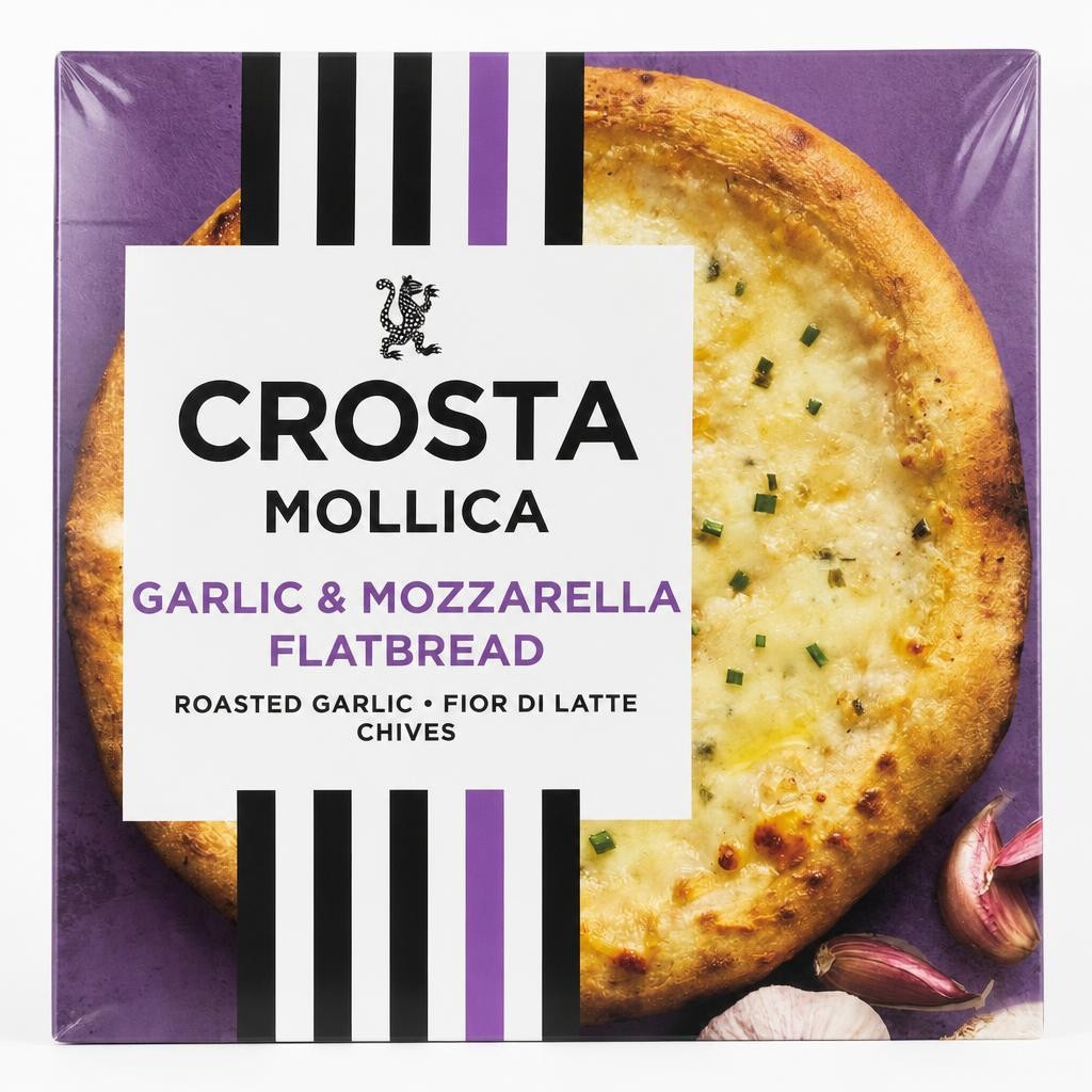 Crosta & Mollica Stonebaked Flatbread - Roast Garlic & Mozzarella 229g