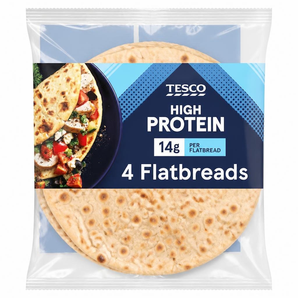 Tesco High Protein 4 Flatbreads 320G