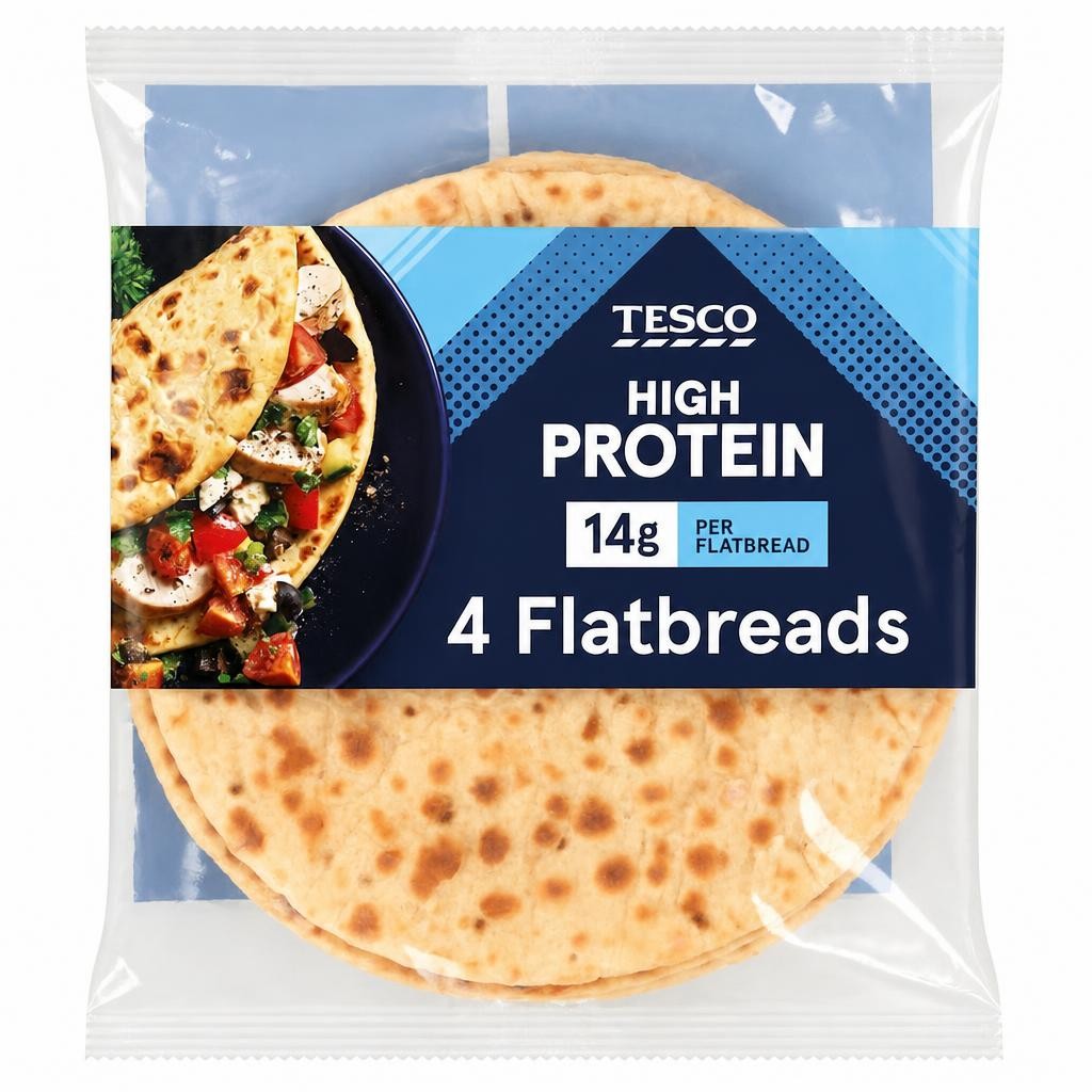 Tesco High Protein 4 Flatbreads 320G