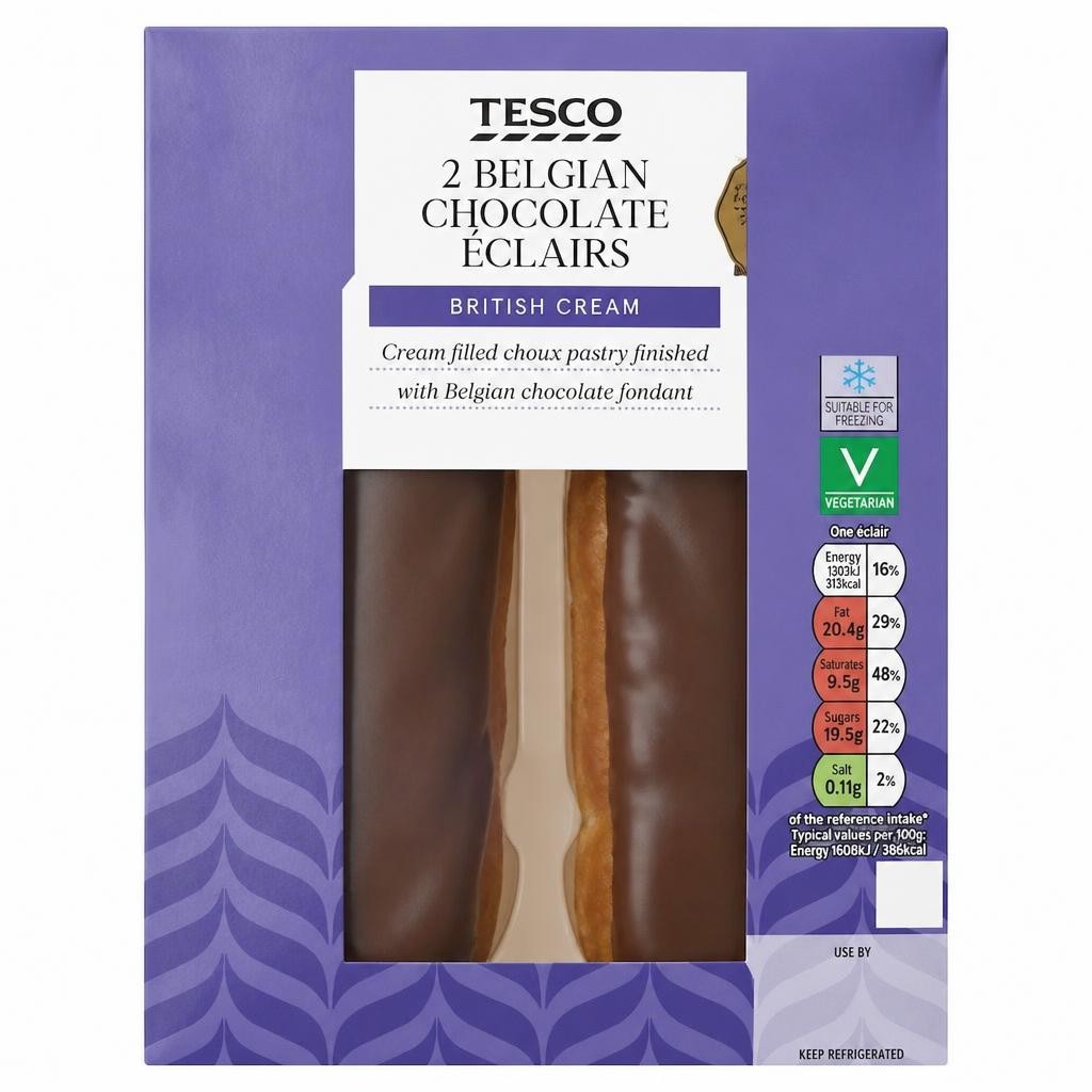 Tesco Belgian Chocolate Eclairs 2 Pack