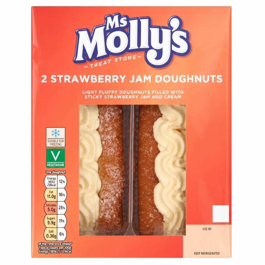 Ms Molly's Strawberry Jam Doughnuts 2 Pack