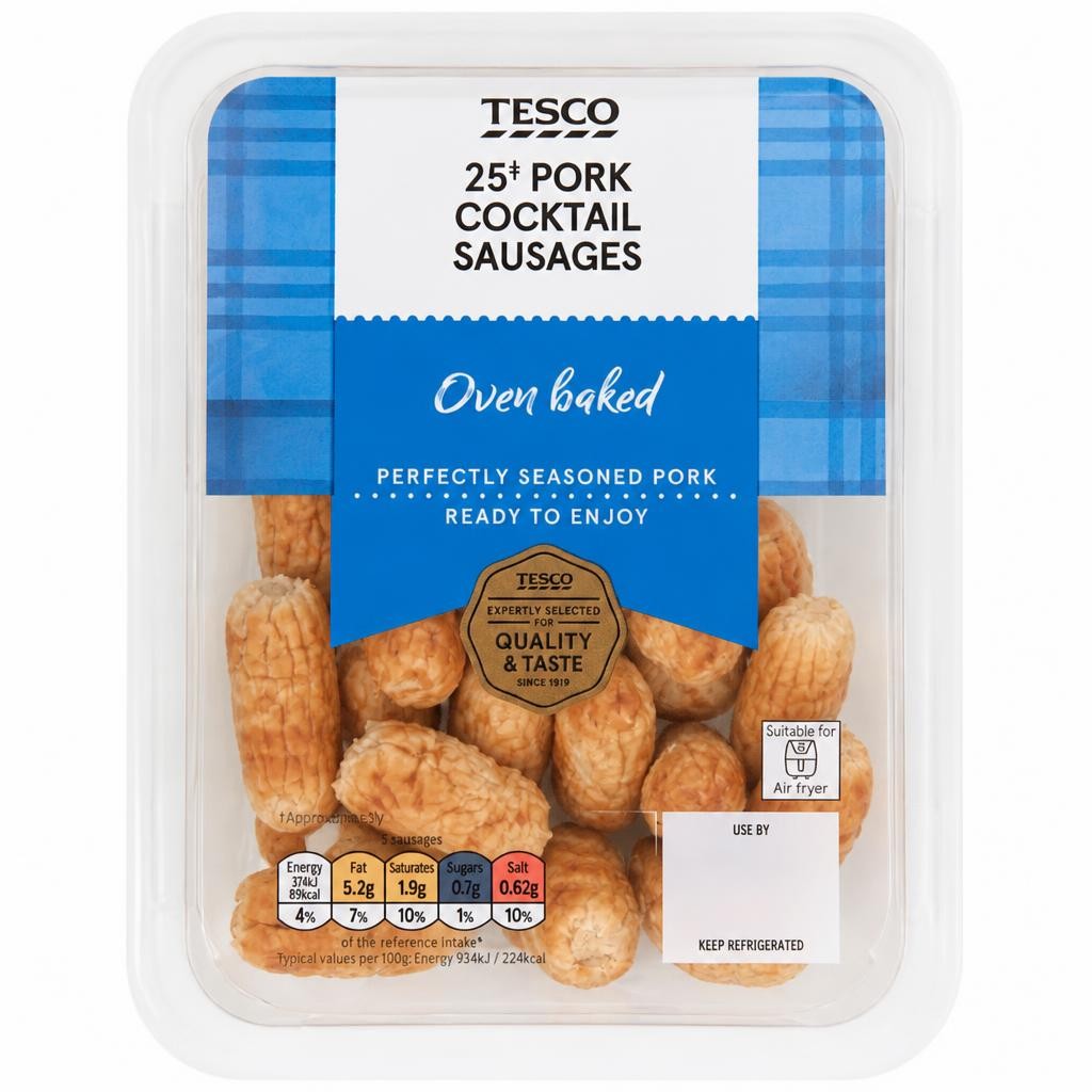 Tesco 25 cocktail sausage 200g