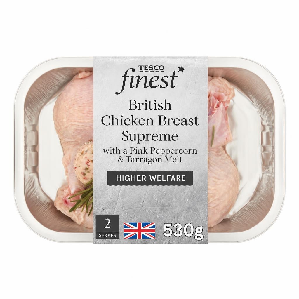 Tesco Finest British Chicken Breast Supreme with a pink peppercorn & Tarragon melt 530g