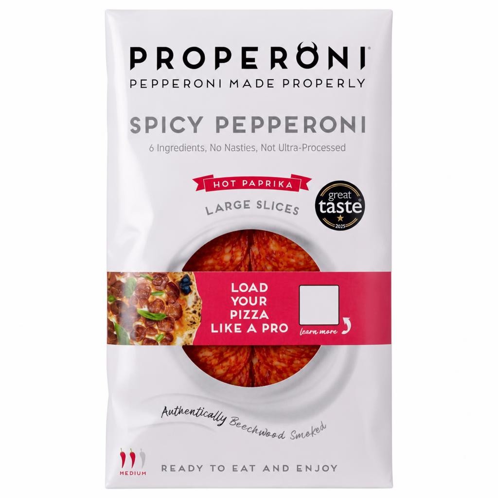 Properoni Spicy Hot Paprika Large Sliced Pepperoni 80g