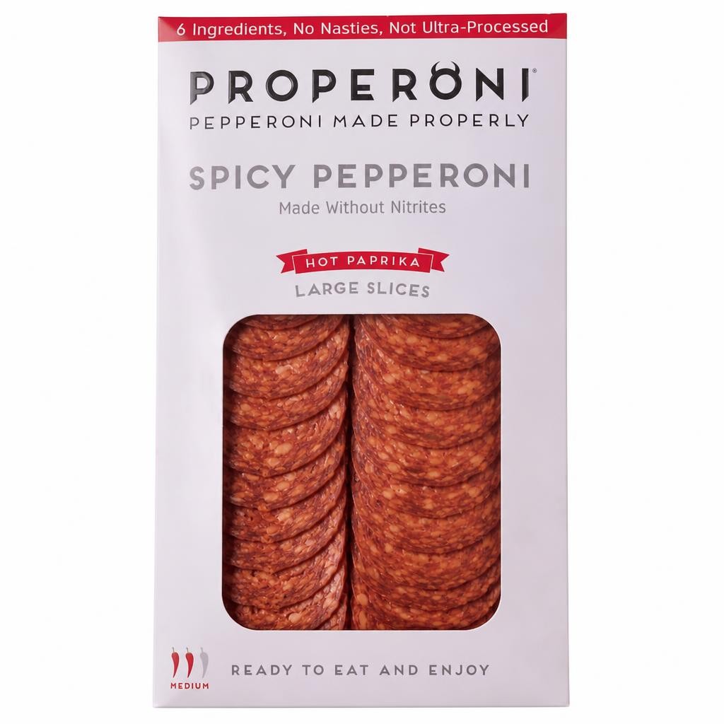 Properoni Spicy Hot Paprika Large Sliced Pepperoni 80g