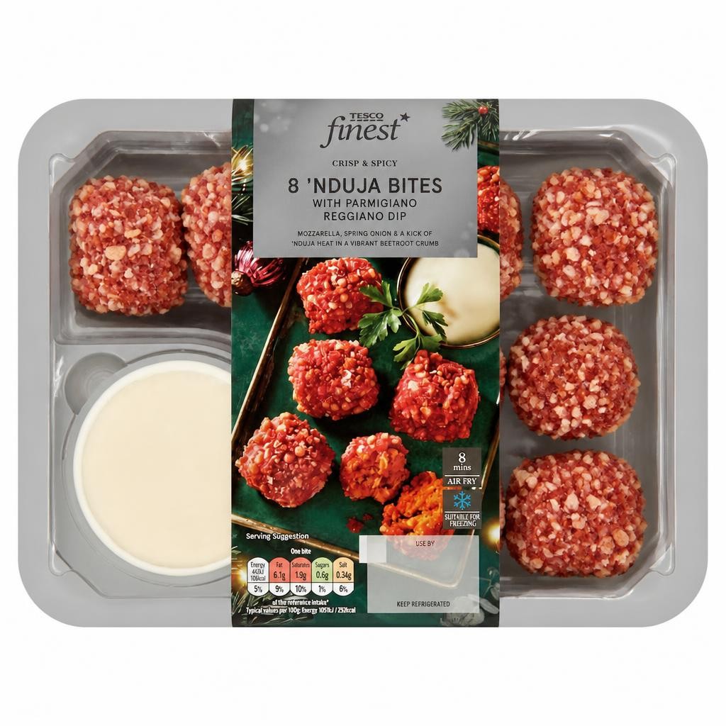 Tesco Finest 8 Nduja Bites with Parmigiano Reggiano Dip 252g