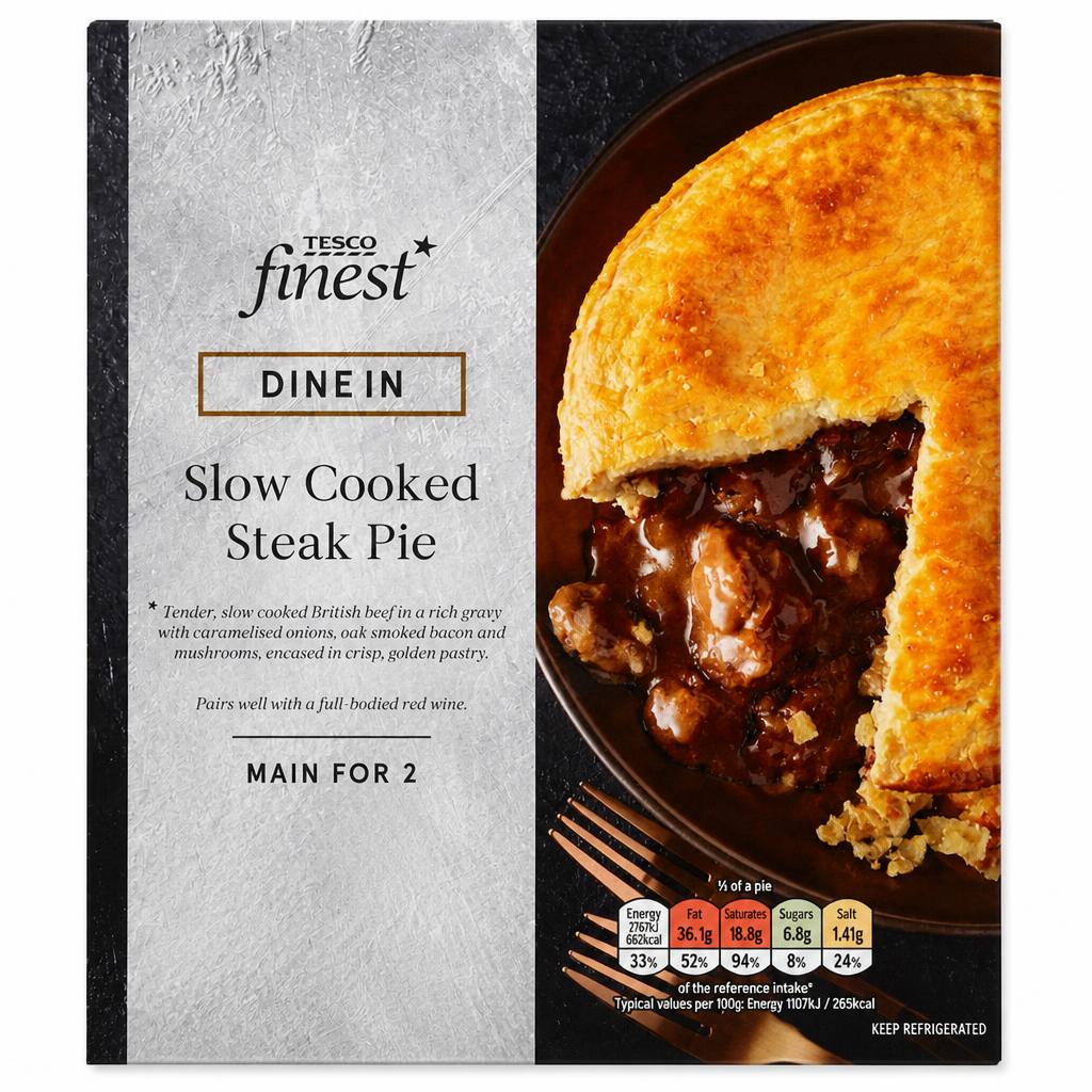 Tesco Finest Dine In Slow Cooked Steak Pie 500G