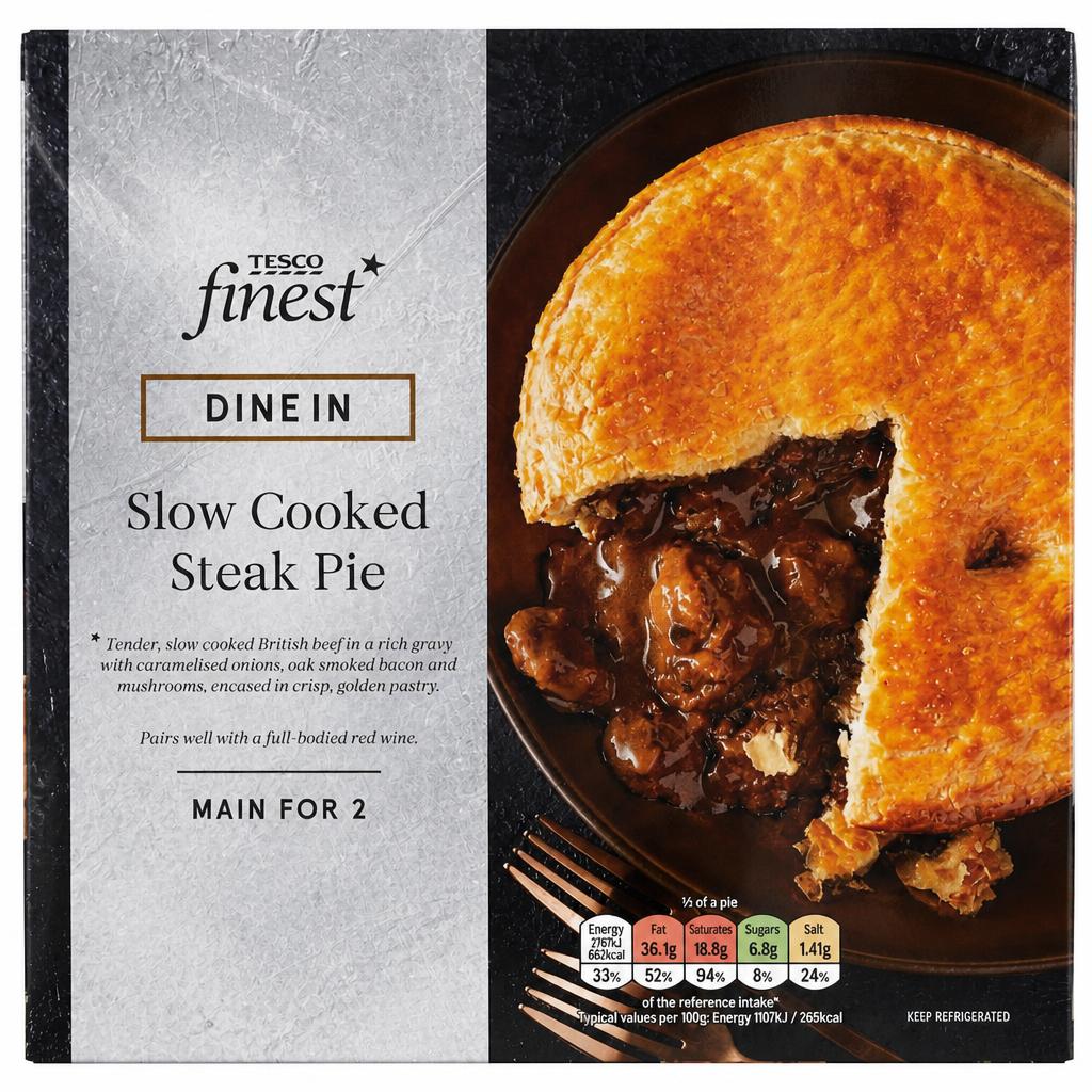 Tesco Finest Dine In Slow Cooked Steak Pie 500G