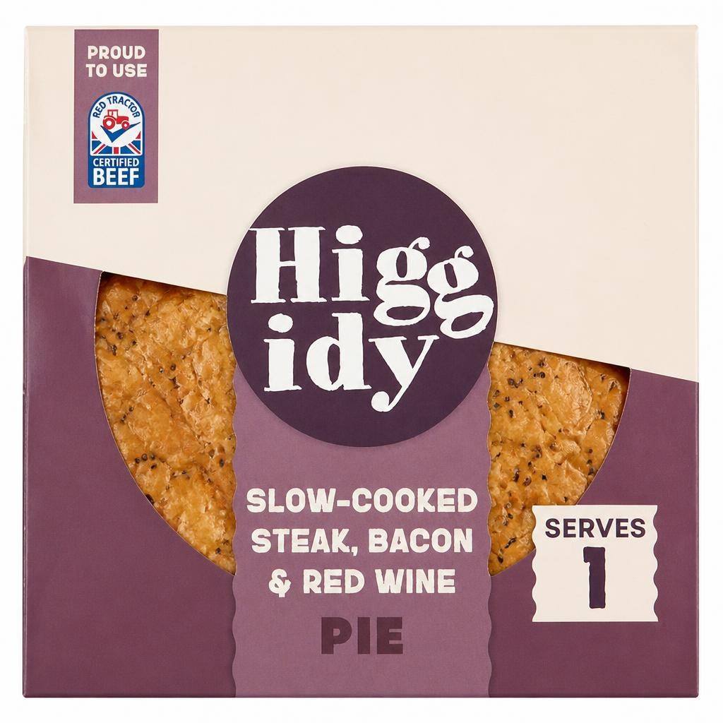 Higgidy Slow-Cooked Steak, Red Wine & Bacon Pie 200g