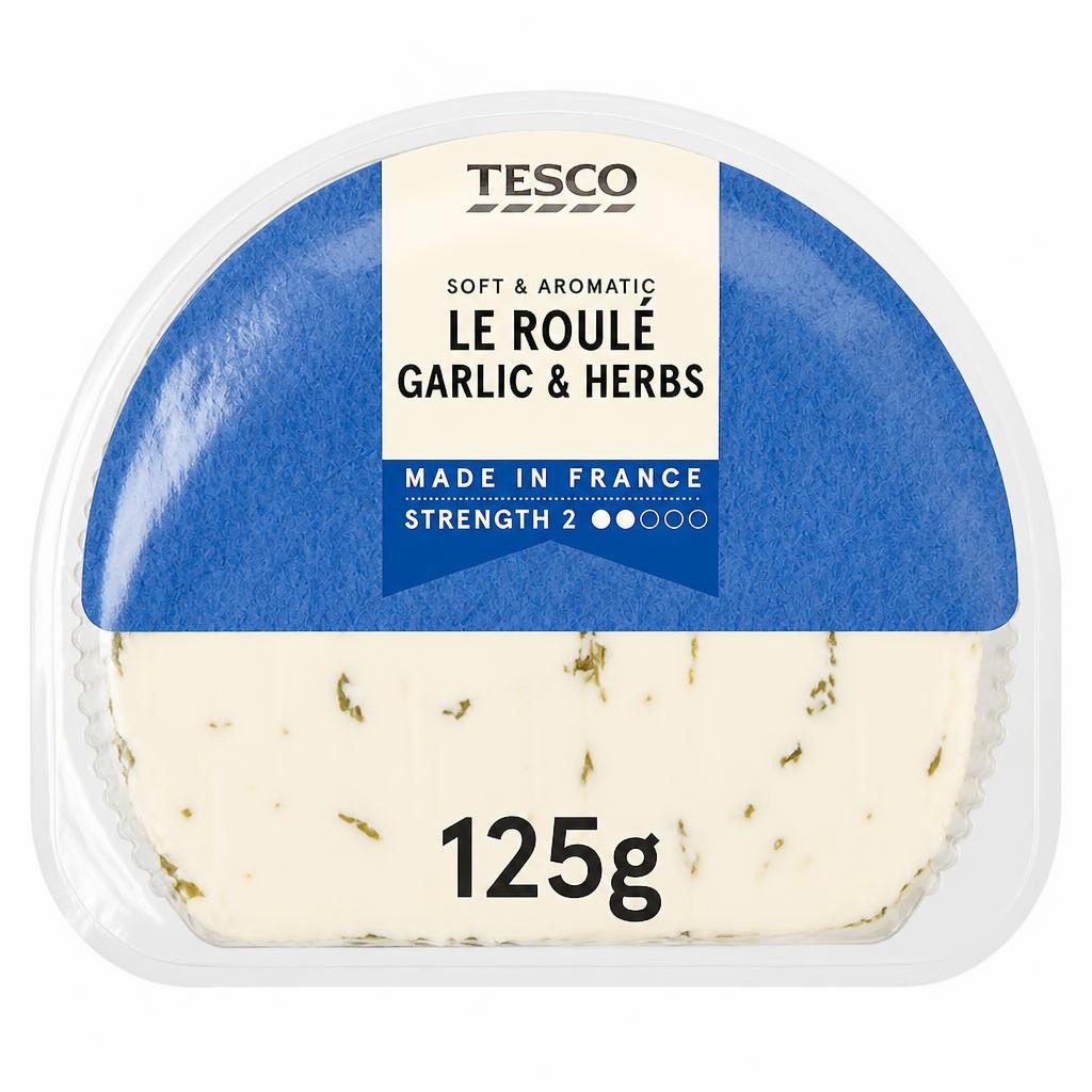 TESCO FRENCH LE ROULE GARLIC AND HERBS SOFT CHEESE 125 g