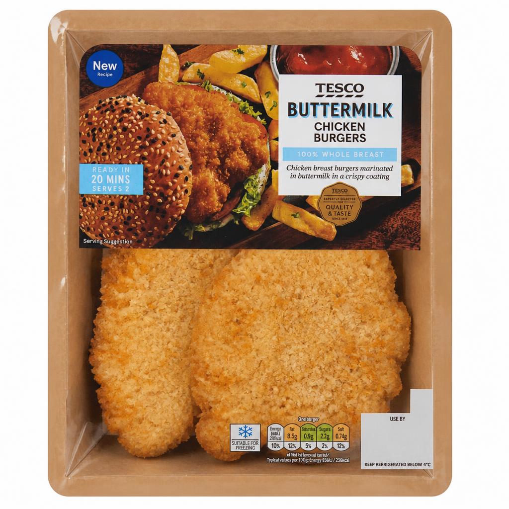Tesco 2 Buttermilk Chicken Burgers 200g