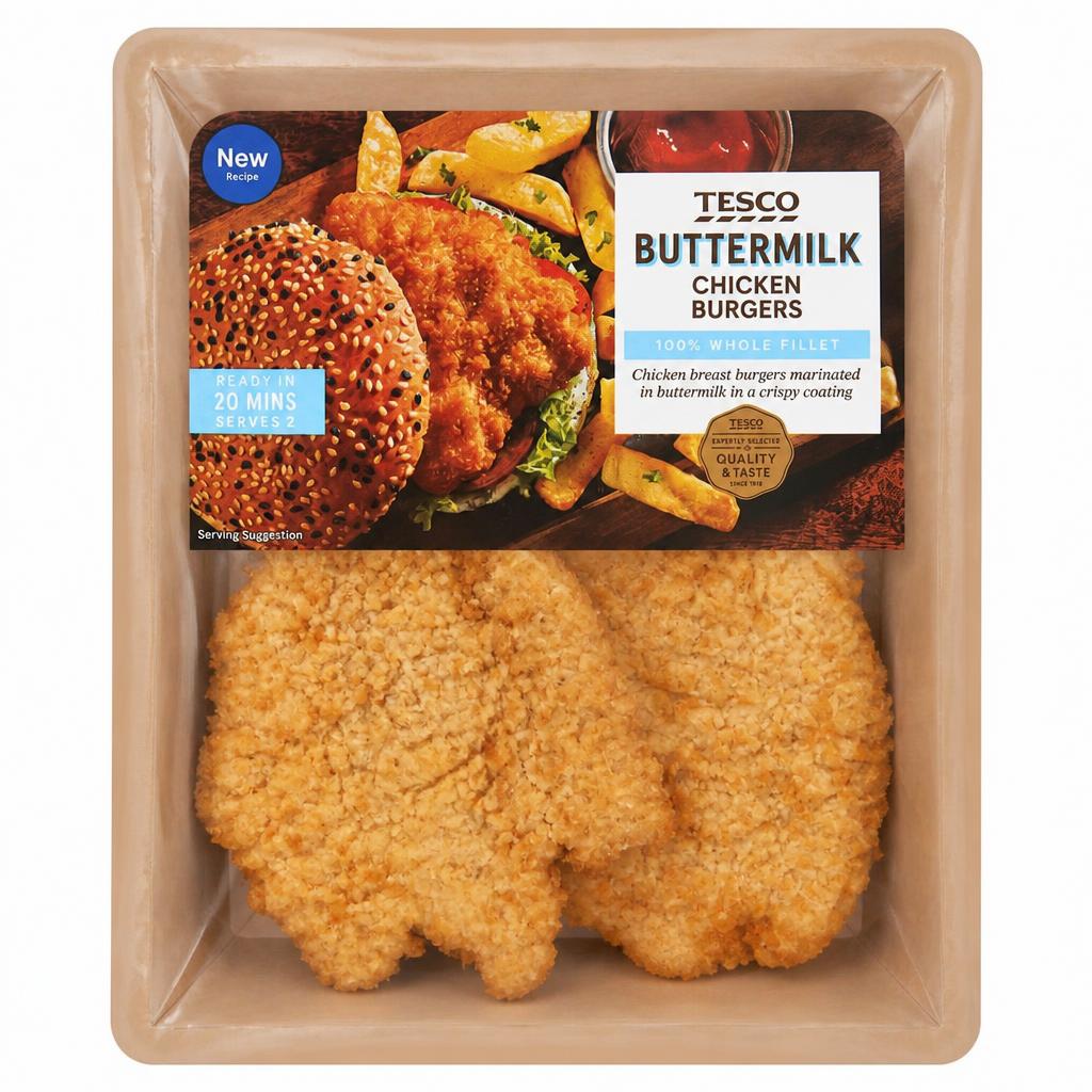 Tesco 2 Buttermilk Chicken Burgers 200g