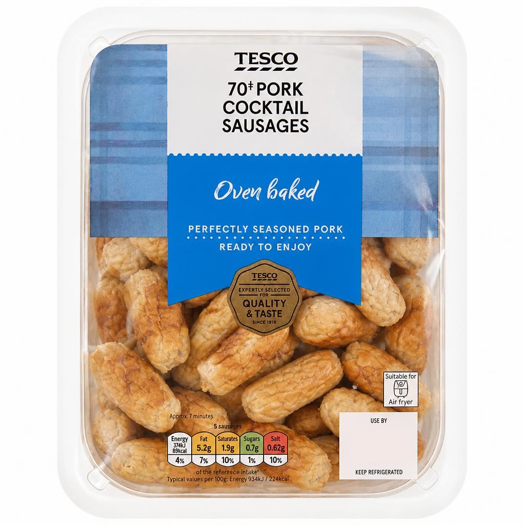 Tesco Pork Cocktail Sausages 70 Pack 560g