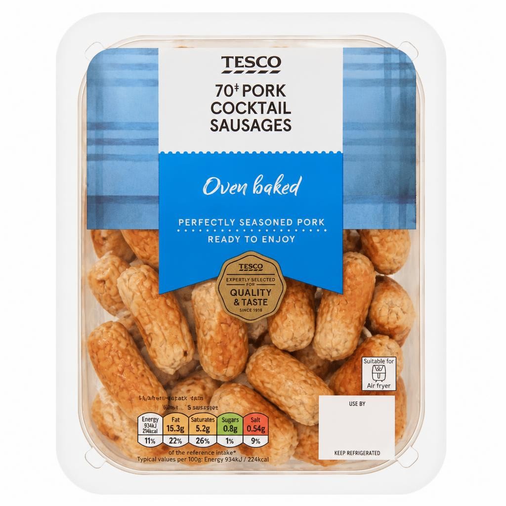 Tesco Pork Cocktail Sausages 70 Pack 560g