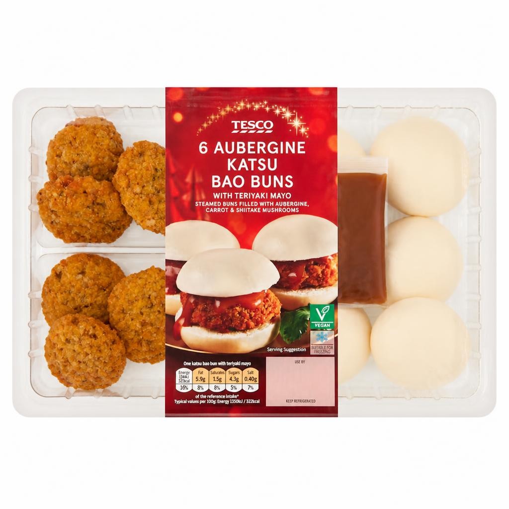 Tesco 6 Aubergine Katsu Bao Buns 258g