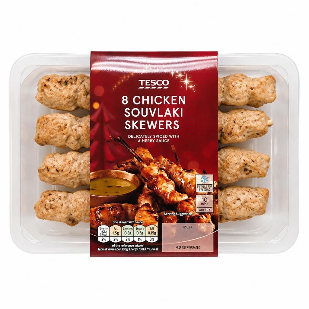 Tesco 8 Souvlaki Chicken Skewers and Dip 174g