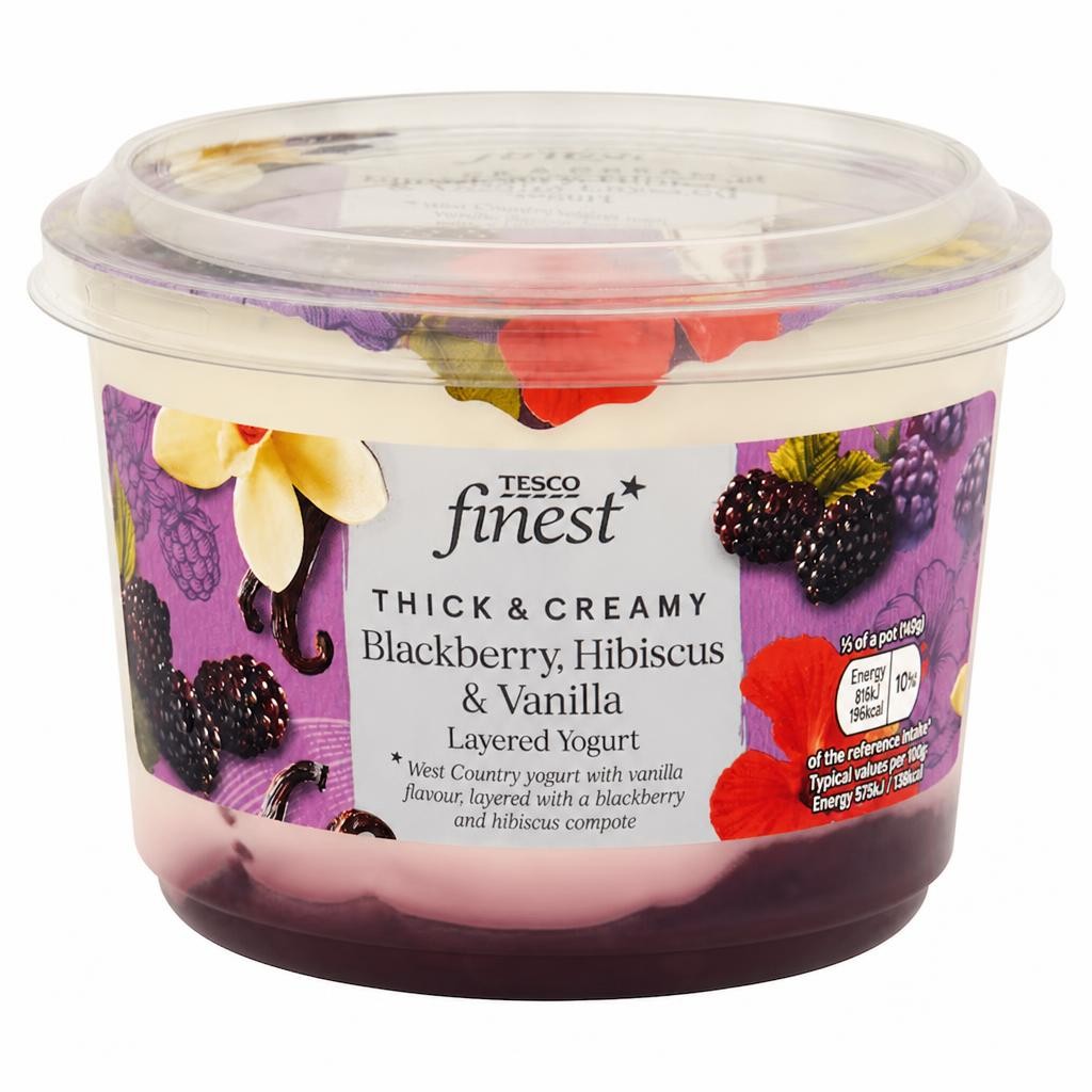 Tesco Finest Yogurt Blackberry, Hibiscus & Vanilla 425g