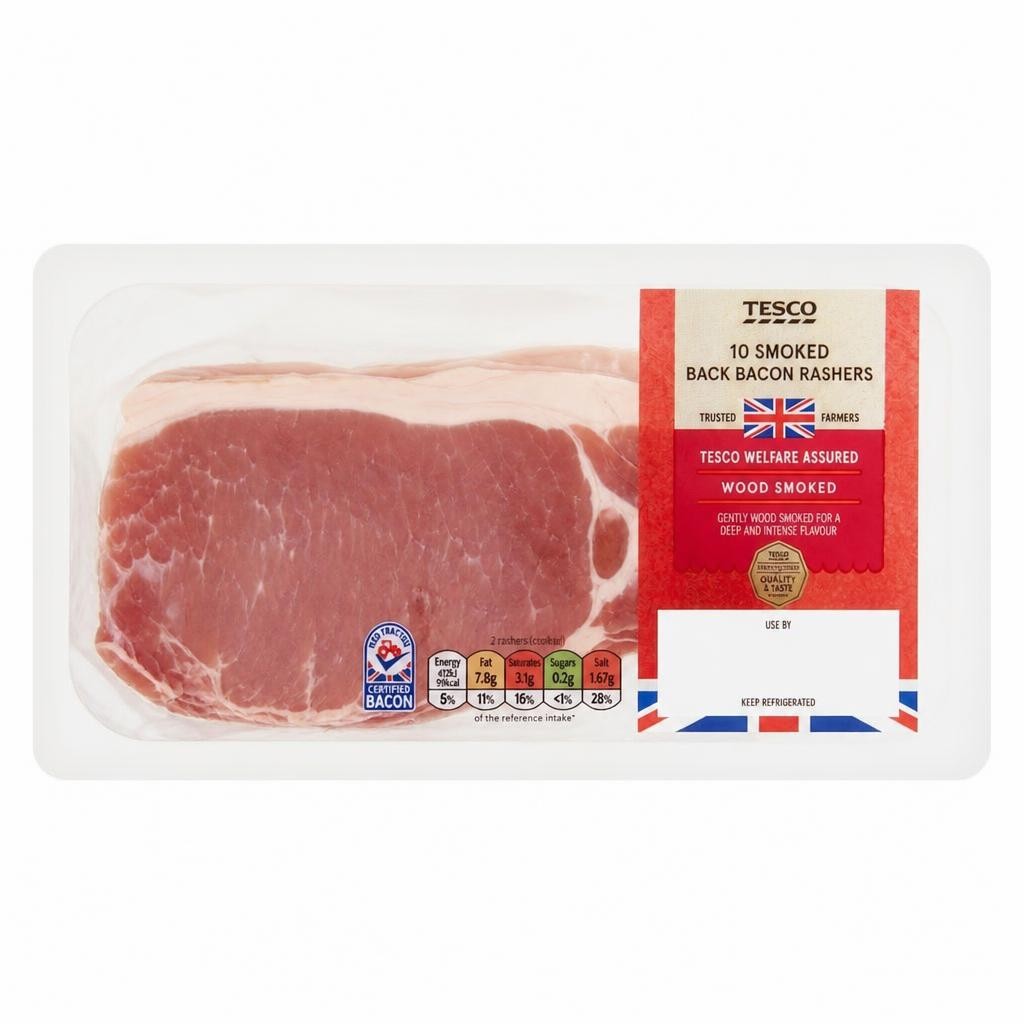 Tesco British 10 Smoked Back Bacon Rashers 300G