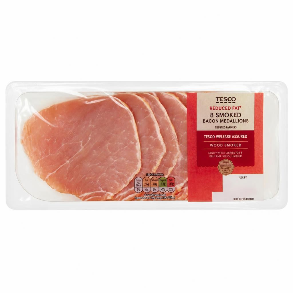 Tesco Reduced Fat & Salt Bacon Medallions - Smoked 8 Pack 240g