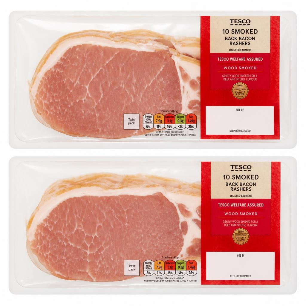 Tesco Smoked Back Bacon Rashers 2 x 10 600g